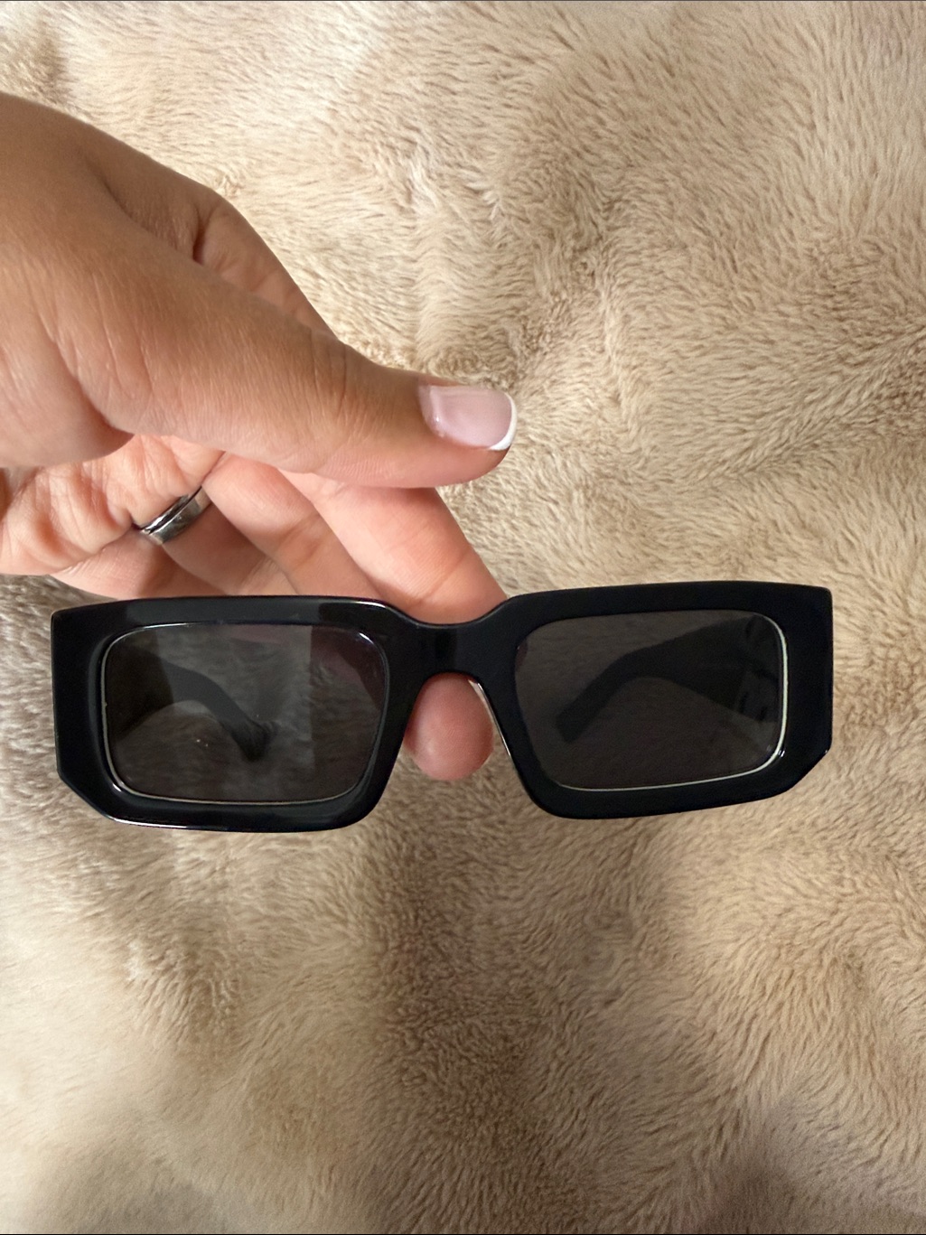 Prada Black Rectangular Women's Sunglasses